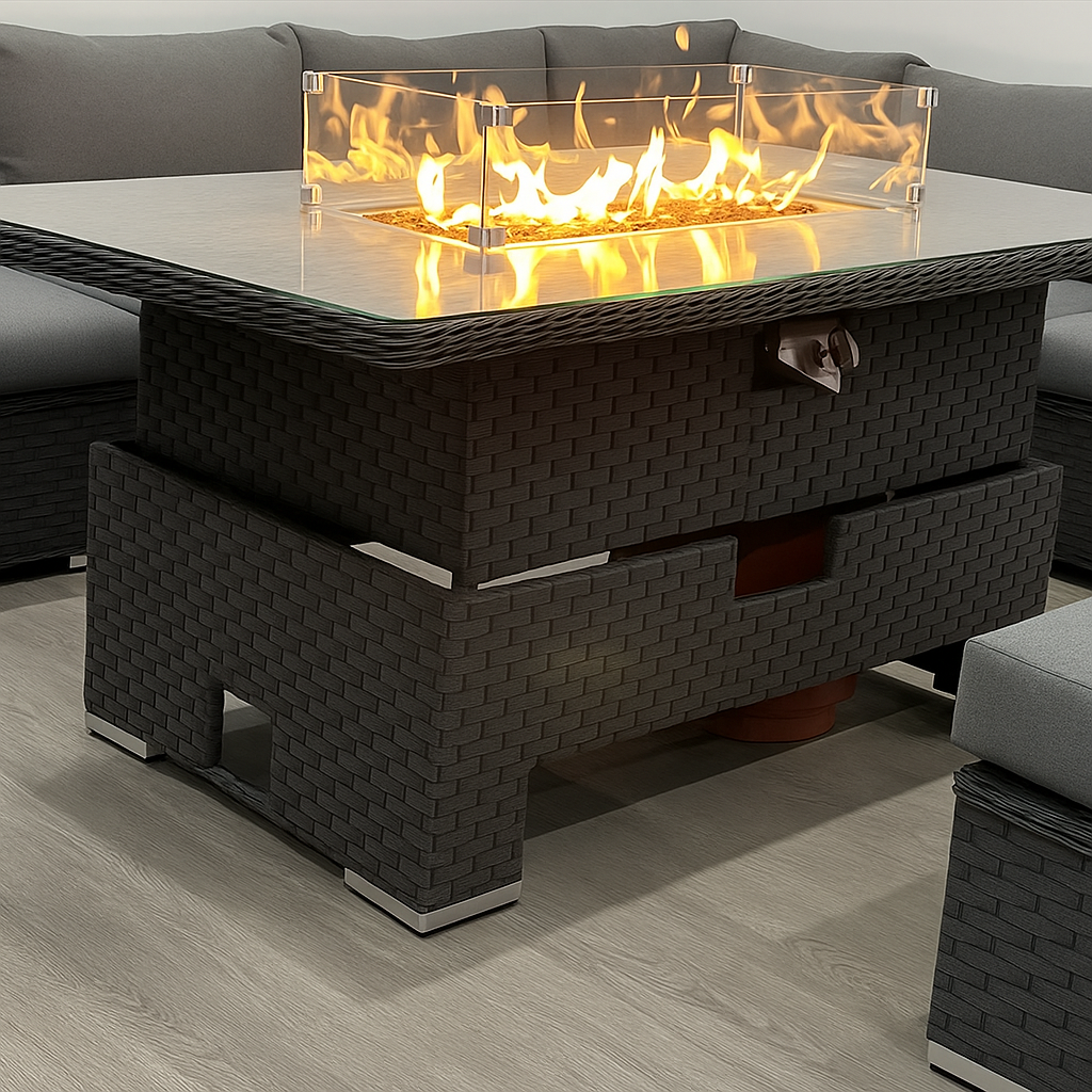 AeroFlame Riviera Wicker 42 Fire Dining Table